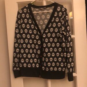 Size medium women’s cardigan with skull print￼